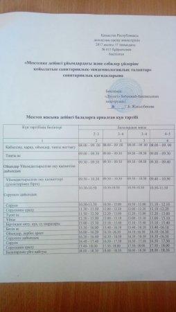 "Дәулет" бөбекжай-бақшасының мектеп жасына дейнгі балаларға арналған күн тәртібі
